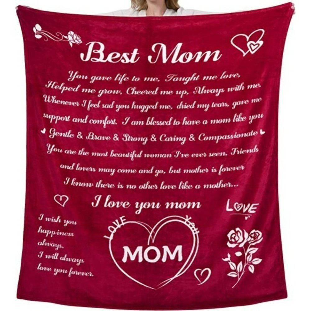 Best Mom Blanket 65" x 55" Red